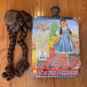 Wizard of Oz Toddler Sequin Dorothy Costume + Wig BRAND NEW Small(USA SIZE 4-6)